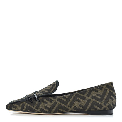 Fendi Jacquard FFreedom Square Toe Loafers 35 Tobacco 1 of 8