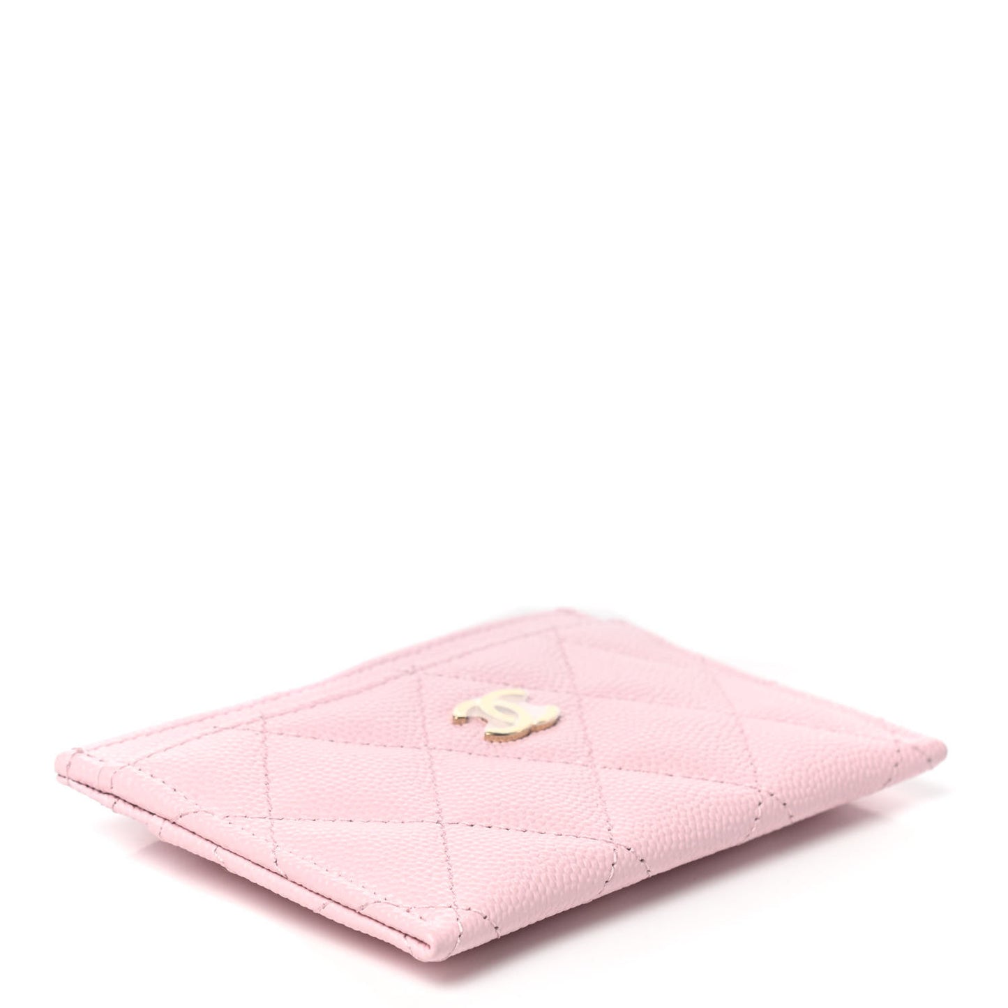 Caviar Quilted Card Holder Light Pink