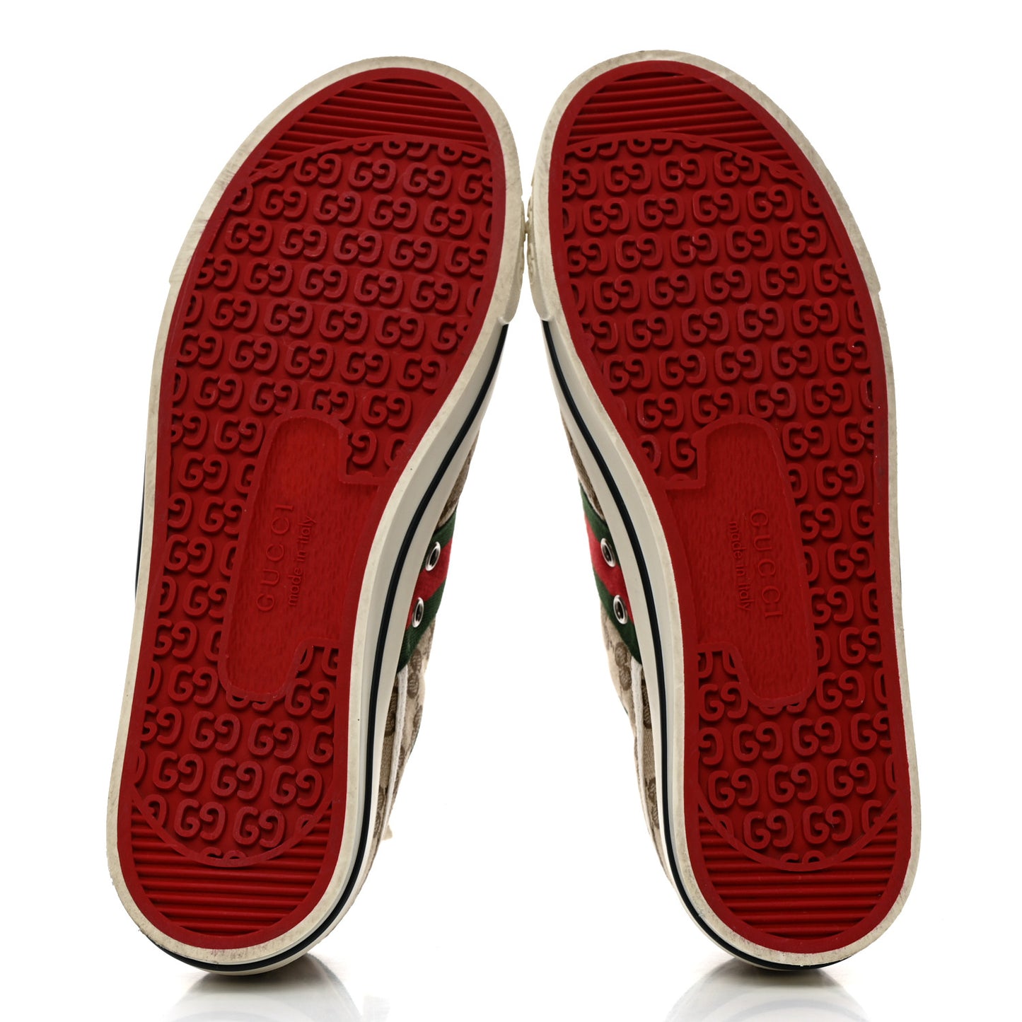 GG Monogram Web Womens 1977 Tennis Sneakers 40 Beige Ebony Mystic White