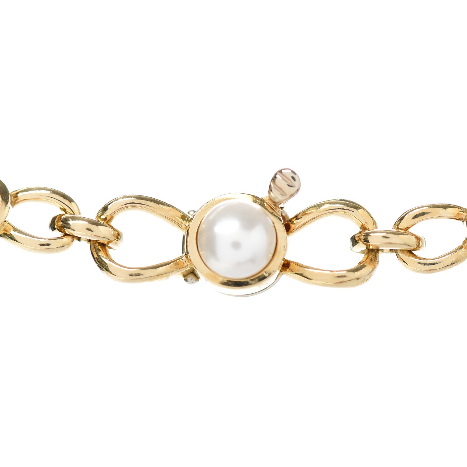 Tiffany 18K Yellow Gold Diamond Pearl 5.5mm Bow Tie Link Necklace 4 of 5