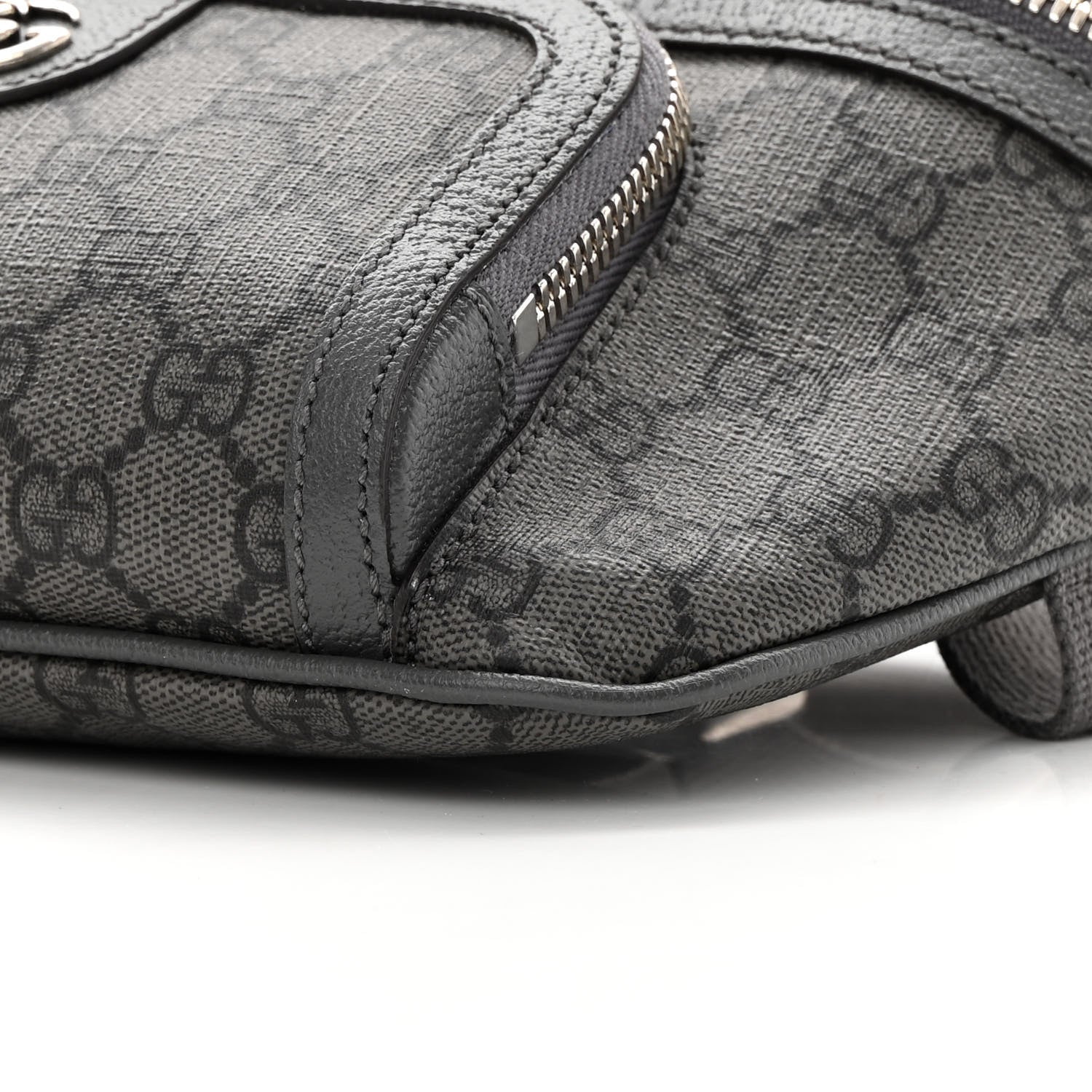 Gucci GG Supreme Monogram Textured Dollar Calfskin Ophidia Belt Bag Grey Black Graphite Grey 10 of 11
