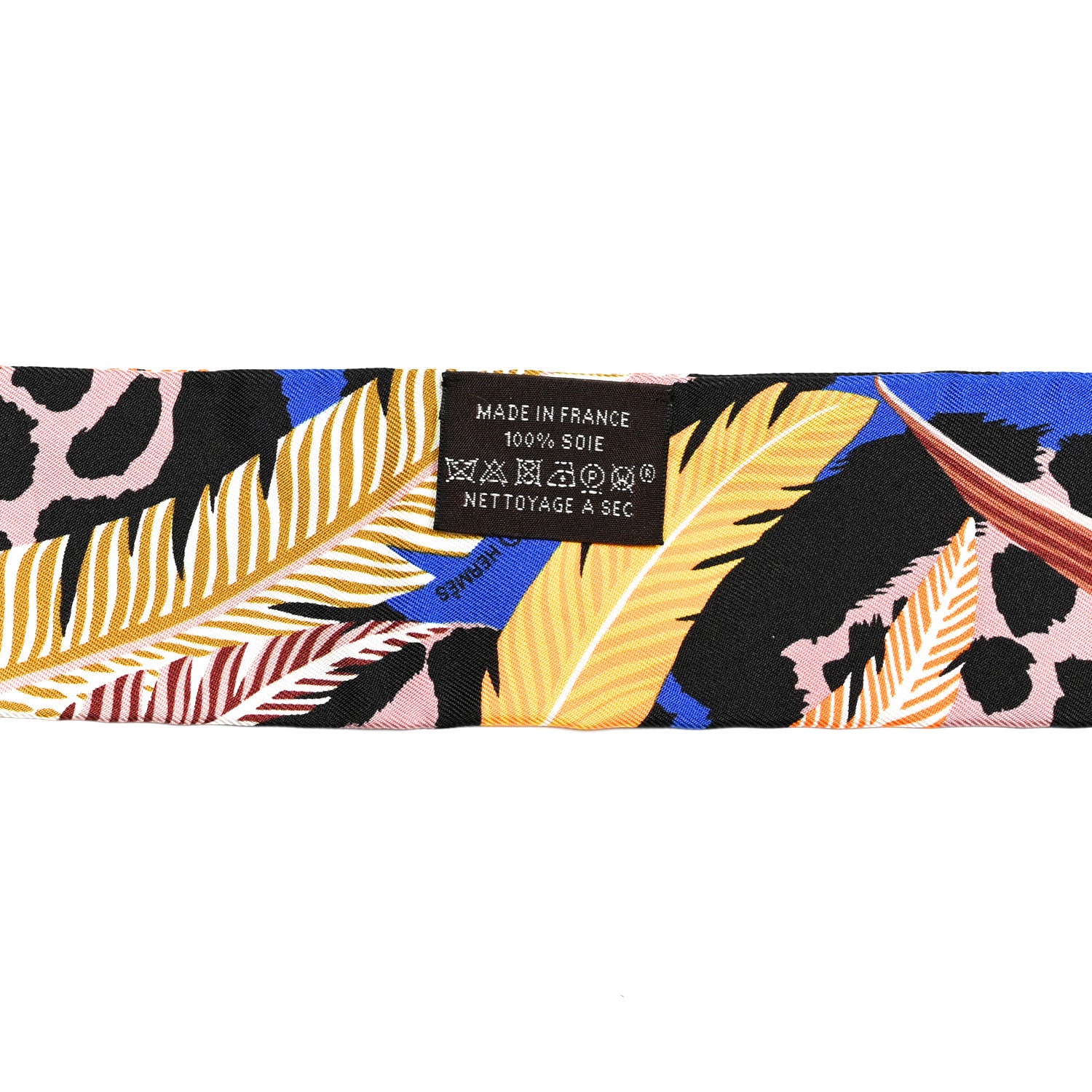 Hermes Silk Jaguar Quetzal Twilly Bleu Roy Brun Saumon 3 of 3