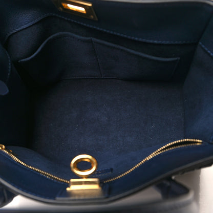 Louis Vuitton Calfskin Mahina Braided On My Side MM Navy Blue 5 of 10