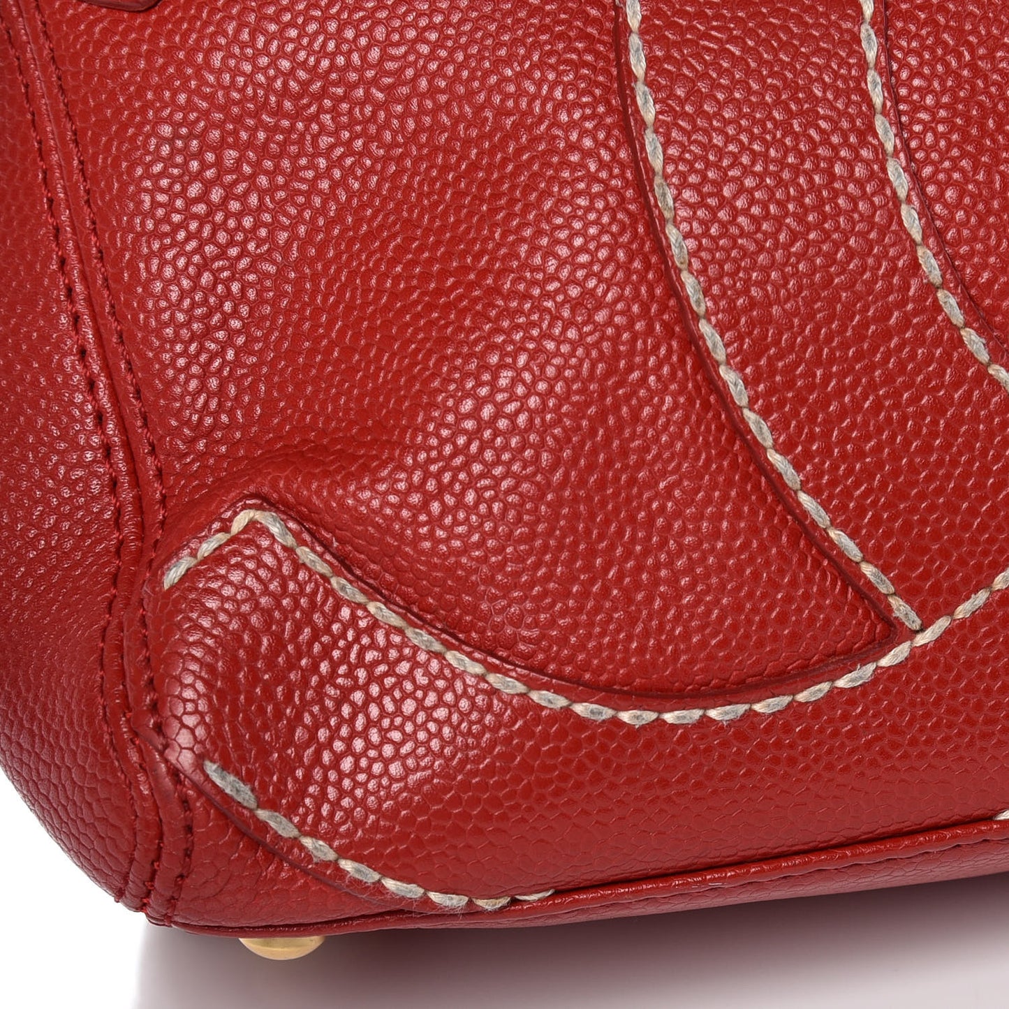 Caviar CC Stitched Shoulder Bag Red