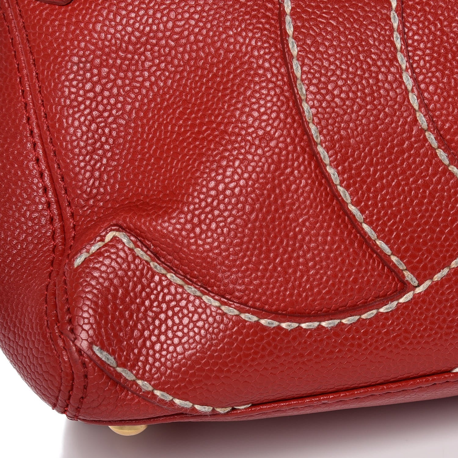 Chanel Caviar CC Stitched Shoulder Bag Red 11 of 12