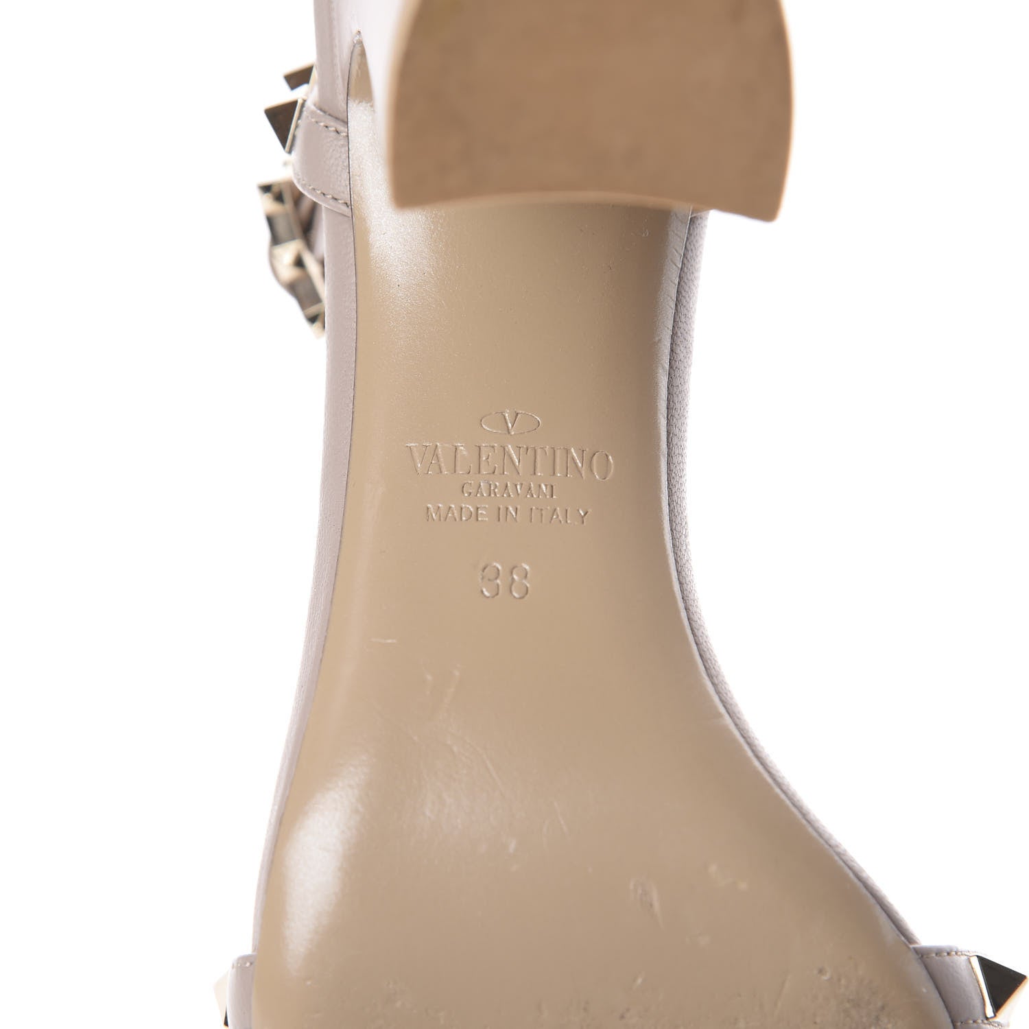 Valentino Garavani Calfskin Rockstud Ankle Strap 90mm Sandals 38 Poudre 6 of 6