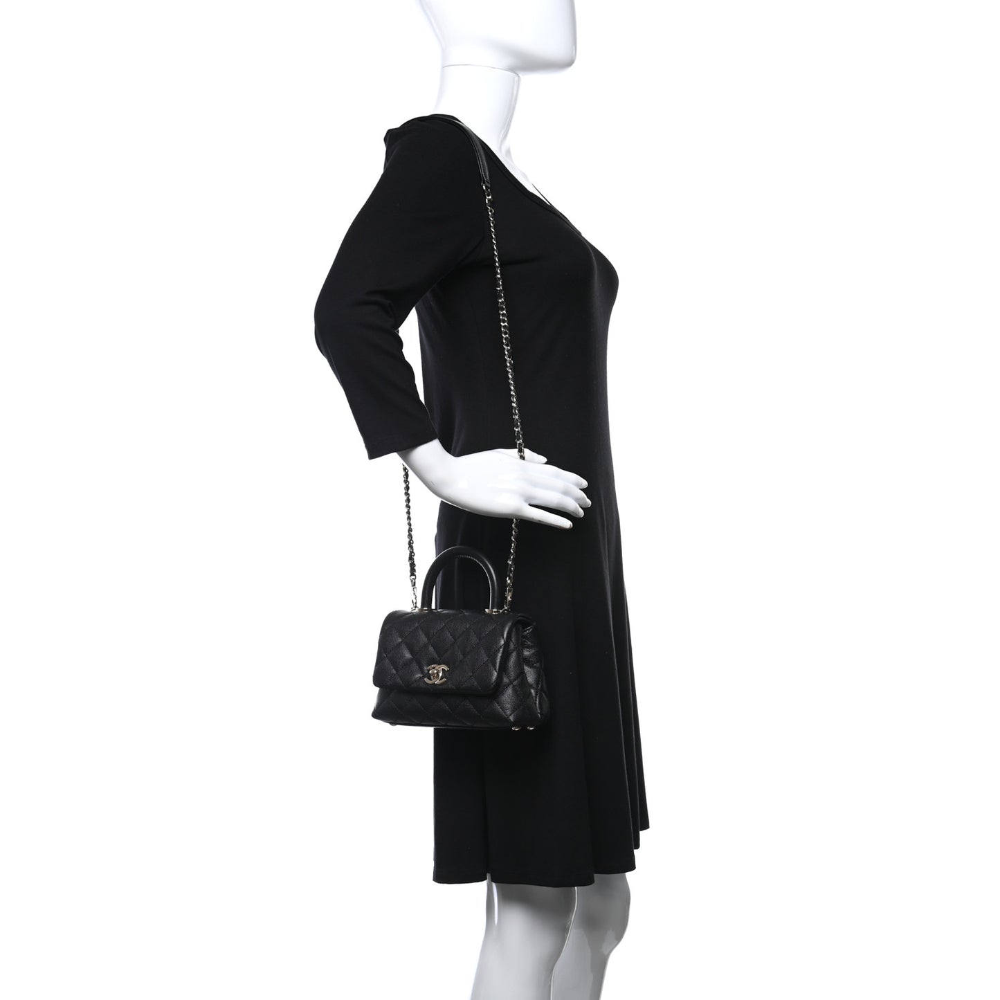 Caviar Quilted Extra Mini Coco Handle Flap Black