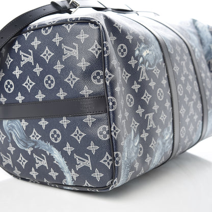 Louis Vuitton Savane Monogram Lion Chapman Keepall Bandouliere 55 Encre 9 of 10