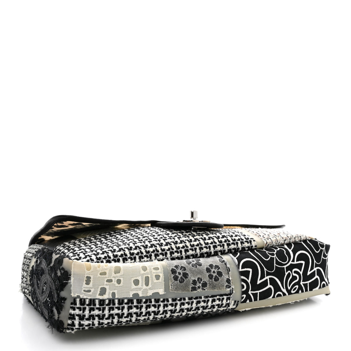 PVC Tweed Patchwork Jumbo Single Flap Black