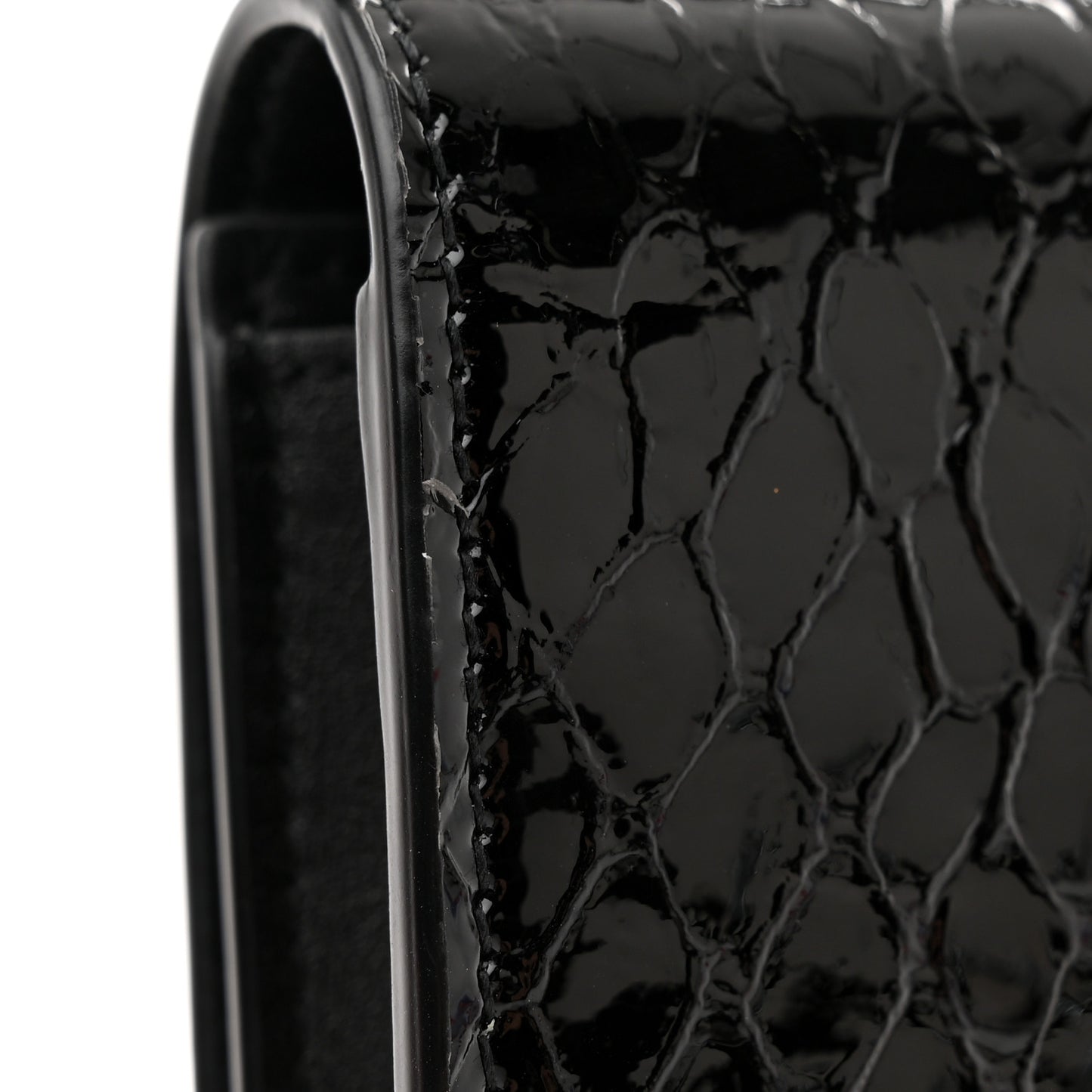 Calfskin Python Embossed Monogram Uptown Chain Wallet Black