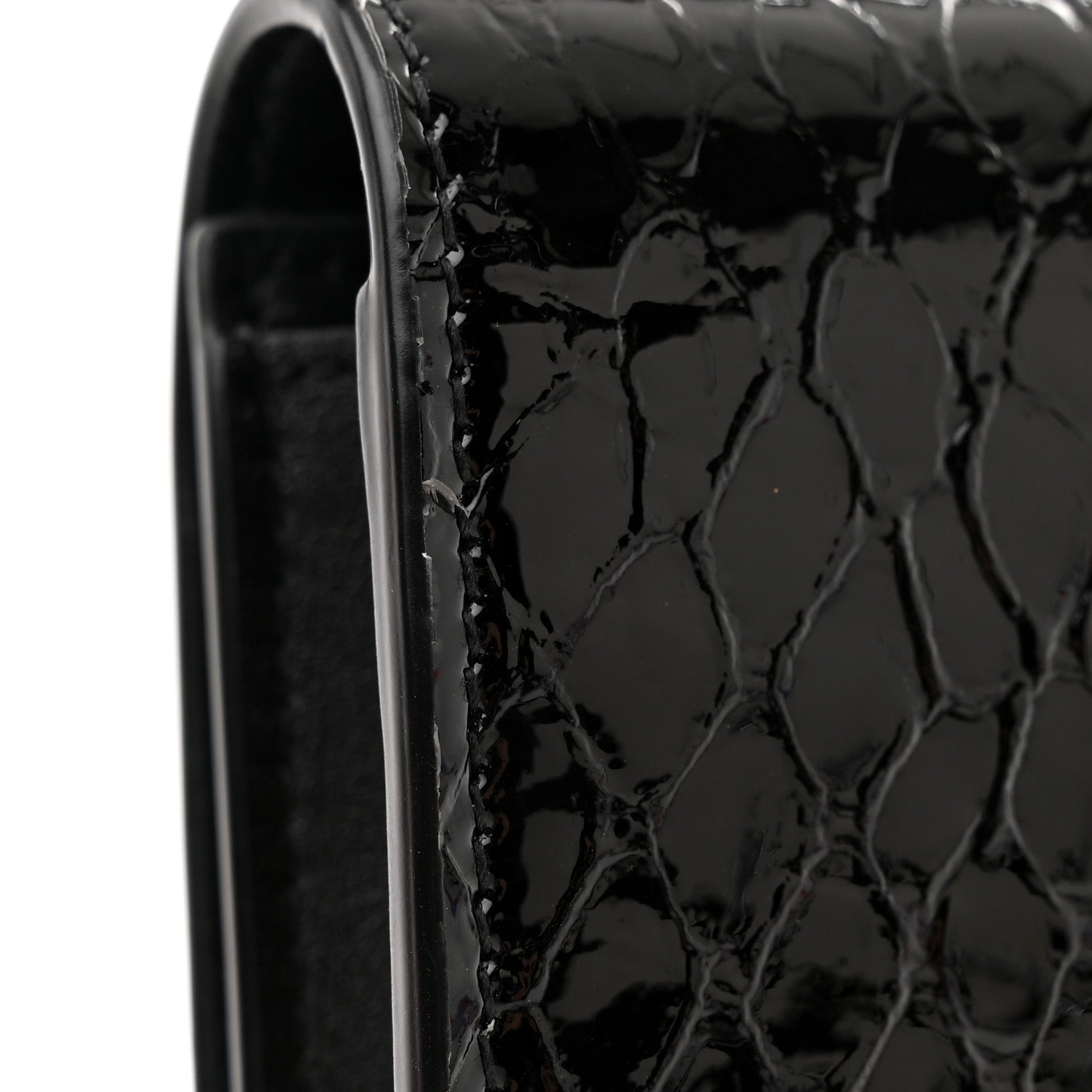 Saint Laurent Calfskin Python Embossed Monogram Uptown Chain Wallet Black 11 of 12