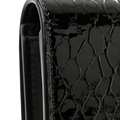 Saint Laurent Calfskin Python Embossed Monogram Uptown Chain Wallet Black 11 of 12