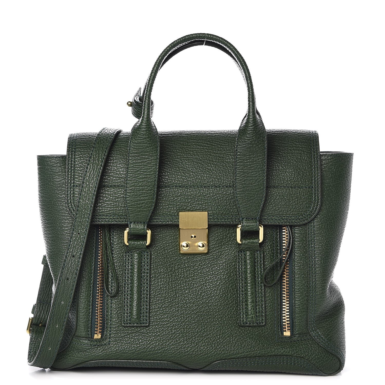 3.1 Phillip Lim 3.1 Textured Calfskin Medium Pashli Satchel Jade 1 of 9