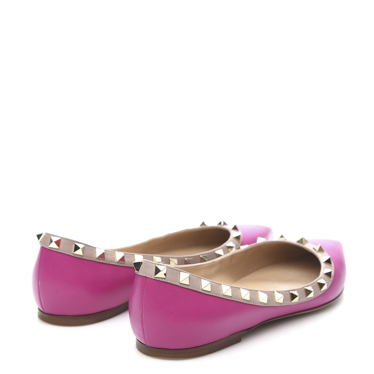 Calfskin Nappa Rockstud Ballerina Flats 39 Fuxia Poudre