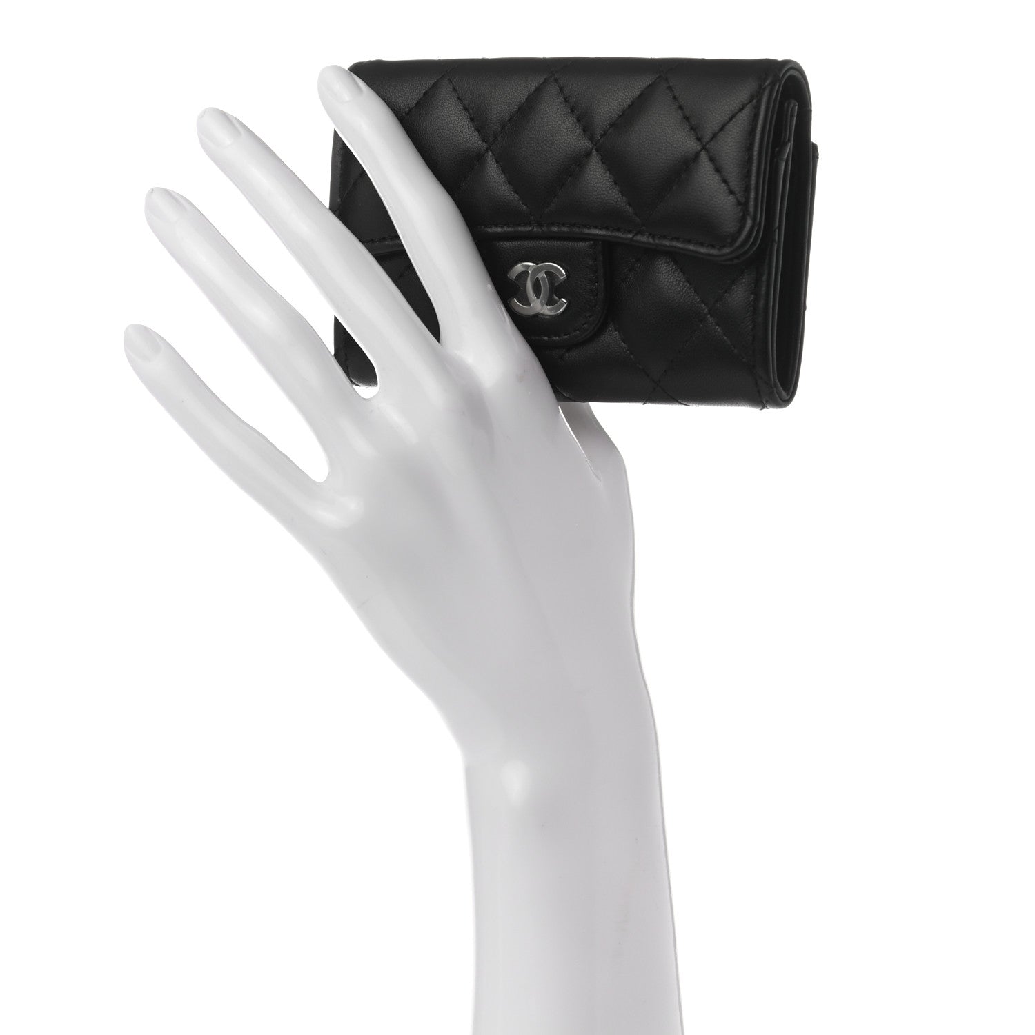 Chanel Lambskin Quilted Flap Card Holder Wallet Black 2 of 8