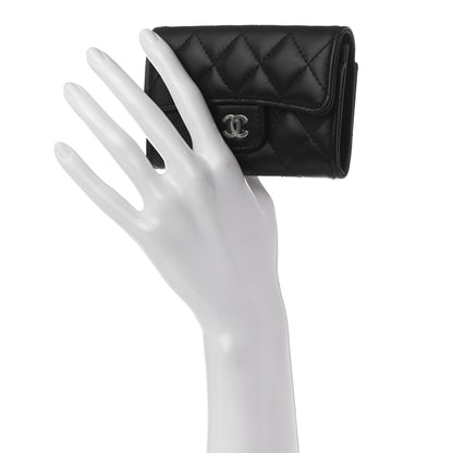 Chanel Lambskin Quilted Flap Card Holder Wallet Black 2 of 8