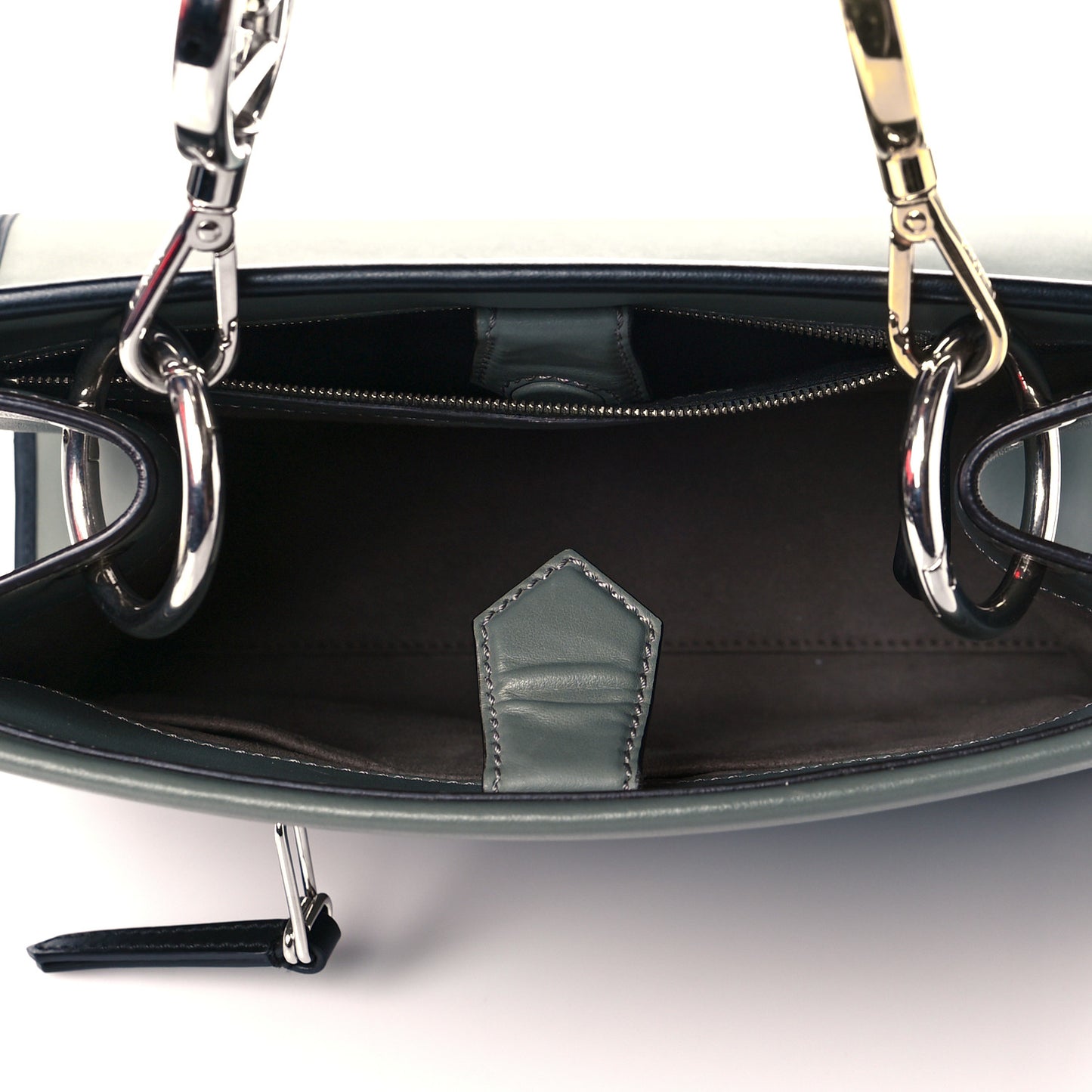 Vitello Century Opaco F is Fendi Bi-Color Small Runaway Satchel Carbone Black