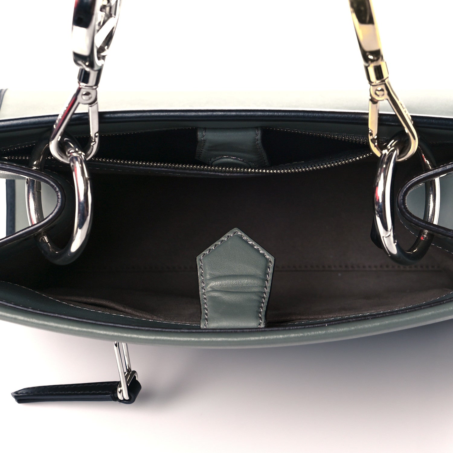 Fendi Vitello Century Opaco F is Fendi Bi-Color Small Runaway Satchel Carbone Black 5 of 10