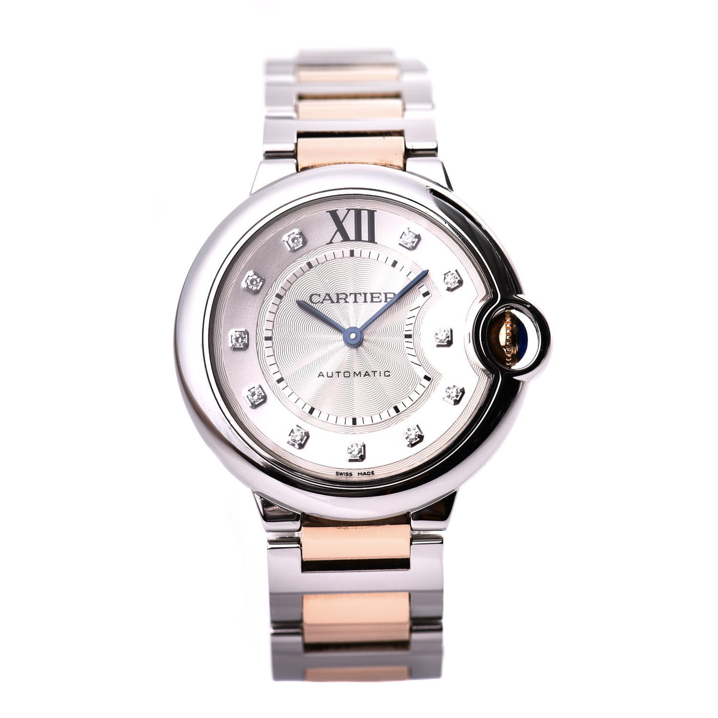 Stainless Steel 18K Pink Gold Diamond 36mm Ballon Bleu De Automatic Watch