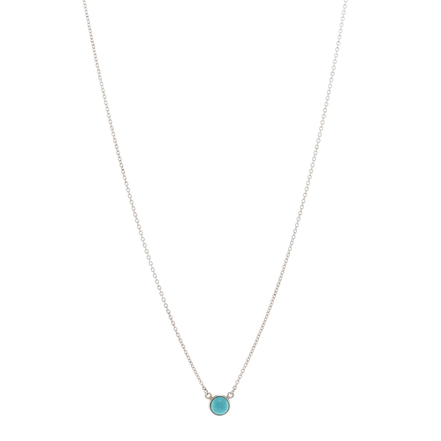Tiffany Sterling Silver Turquoise Elsa Peretti Color by the Yard Pendant Necklace 1 of 4
