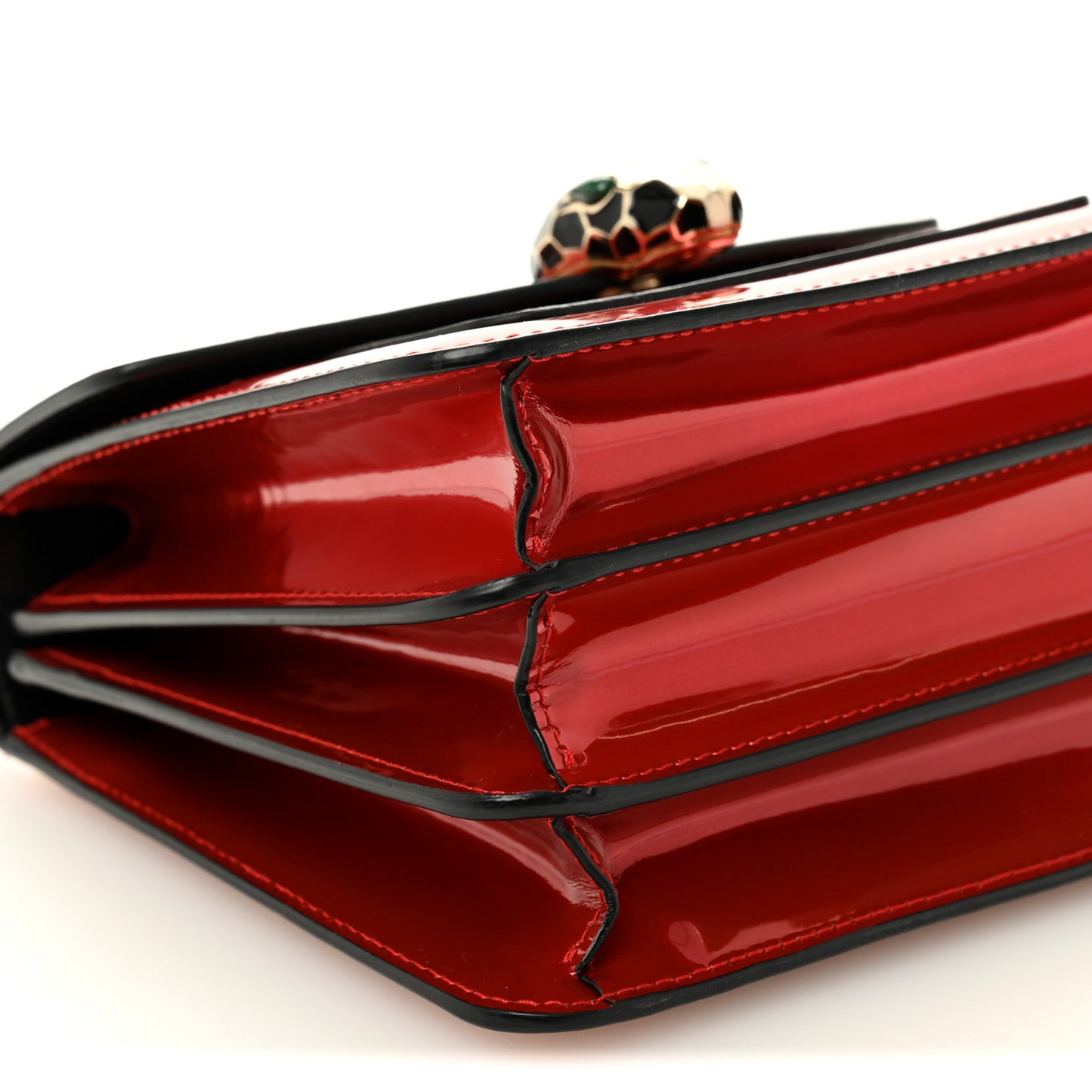 Metallic Calfskin Serpenti Forever Top Handle Dark Red