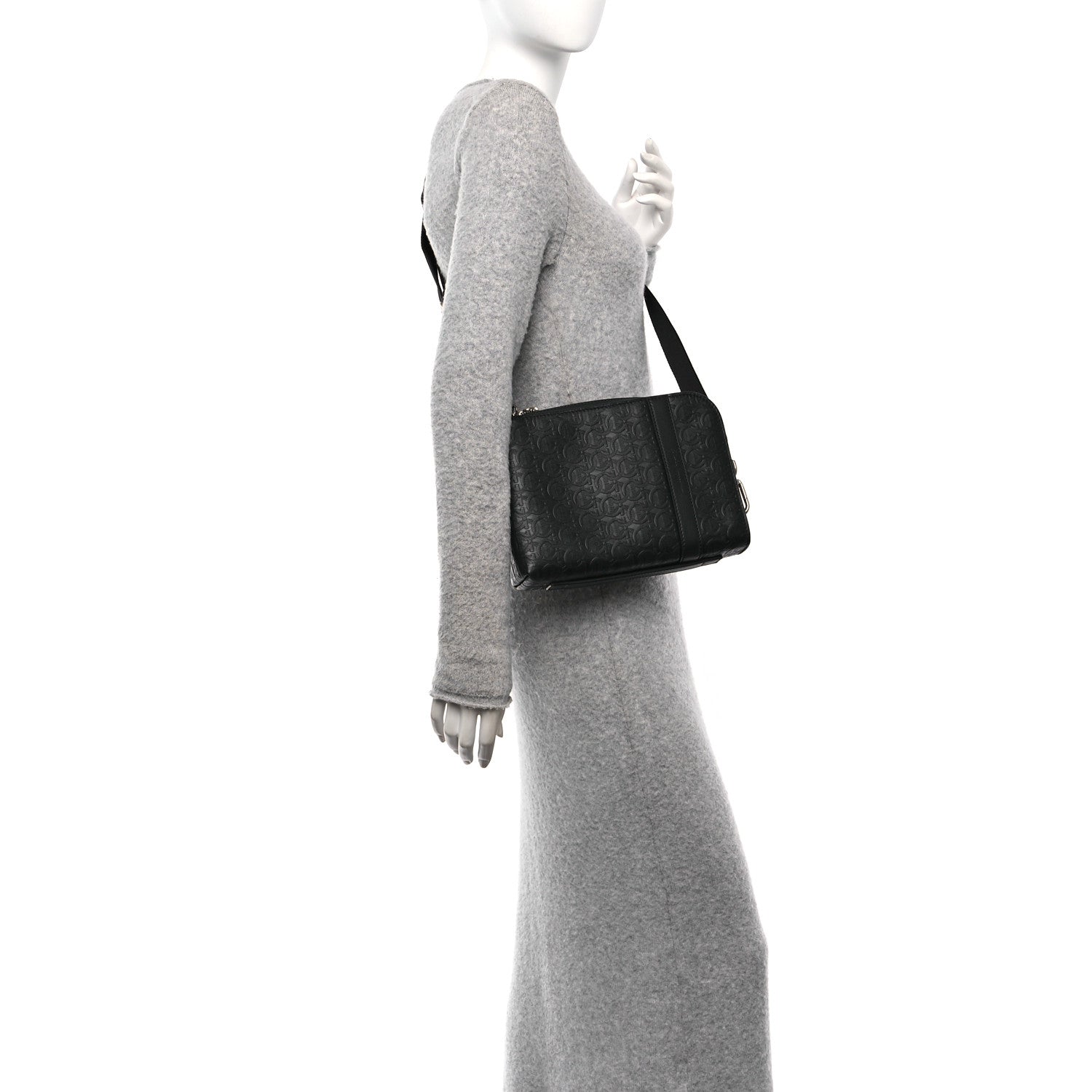 Salvatore Ferragamo Calfskin Gancini Embossed Travel Crossbody Black 2 of 9