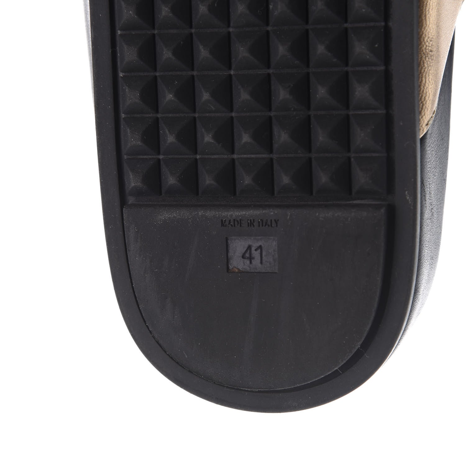 Fendi Metallic Nappa Crystal Flowerland Crisscross Slide Sandals 40 Argento Bronze Gold 8 of 10