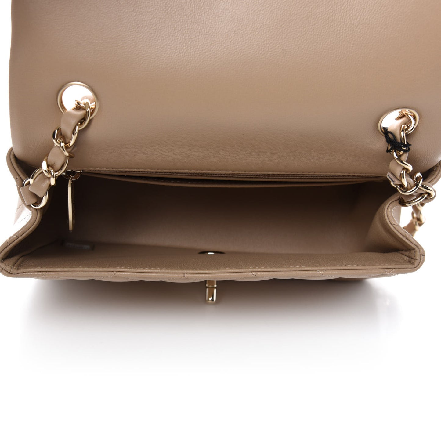 Lambskin Quilted Mini Rectangular Flap Beige