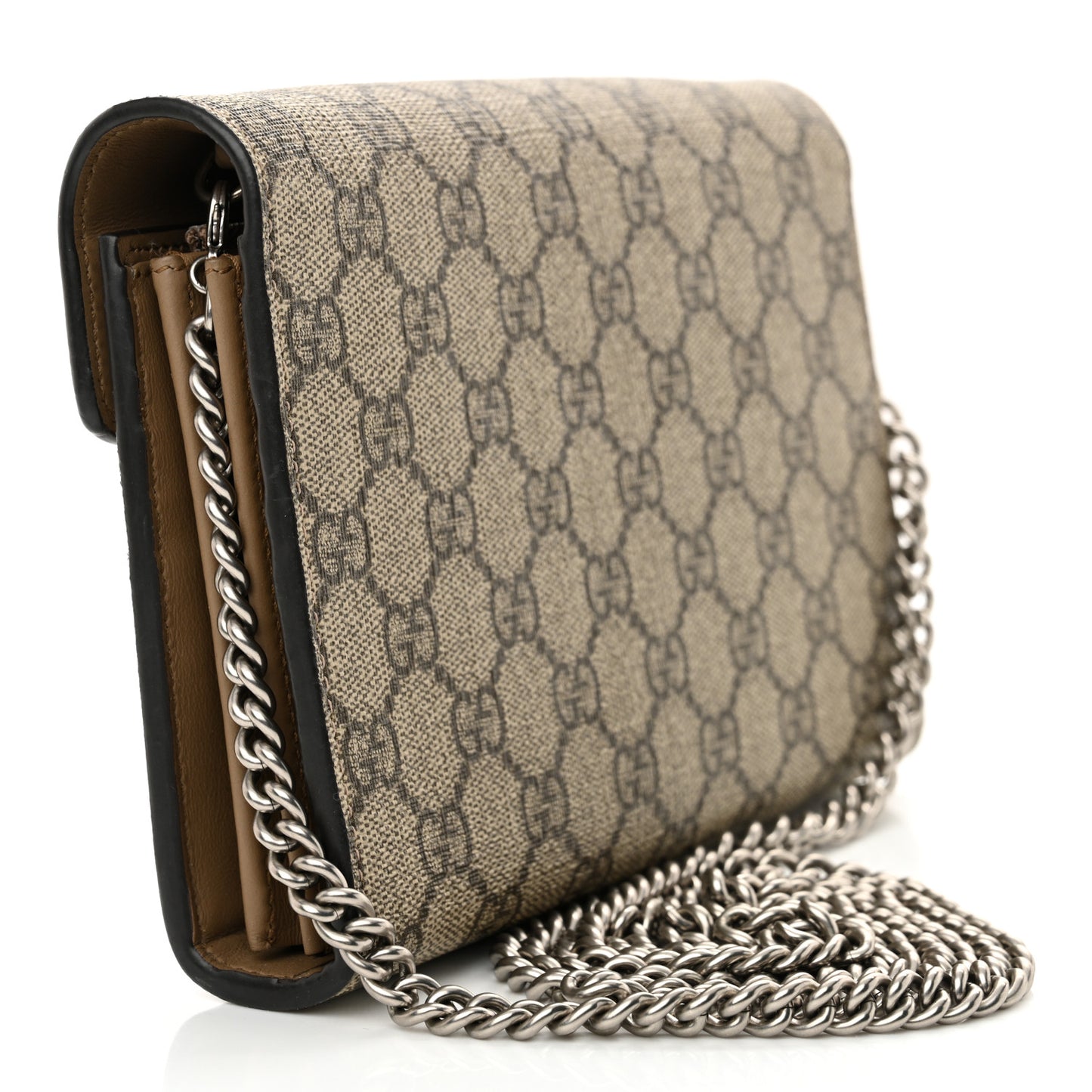 GG Supreme Monogram Mini Dionysus Chain Wallet Beige Taupe