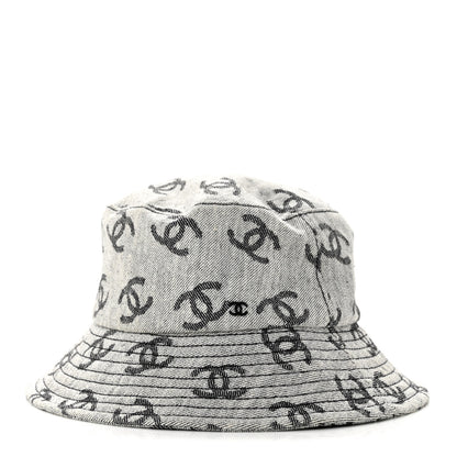 Chanel Denim CC Bucket Hat M White Black 1 of 10