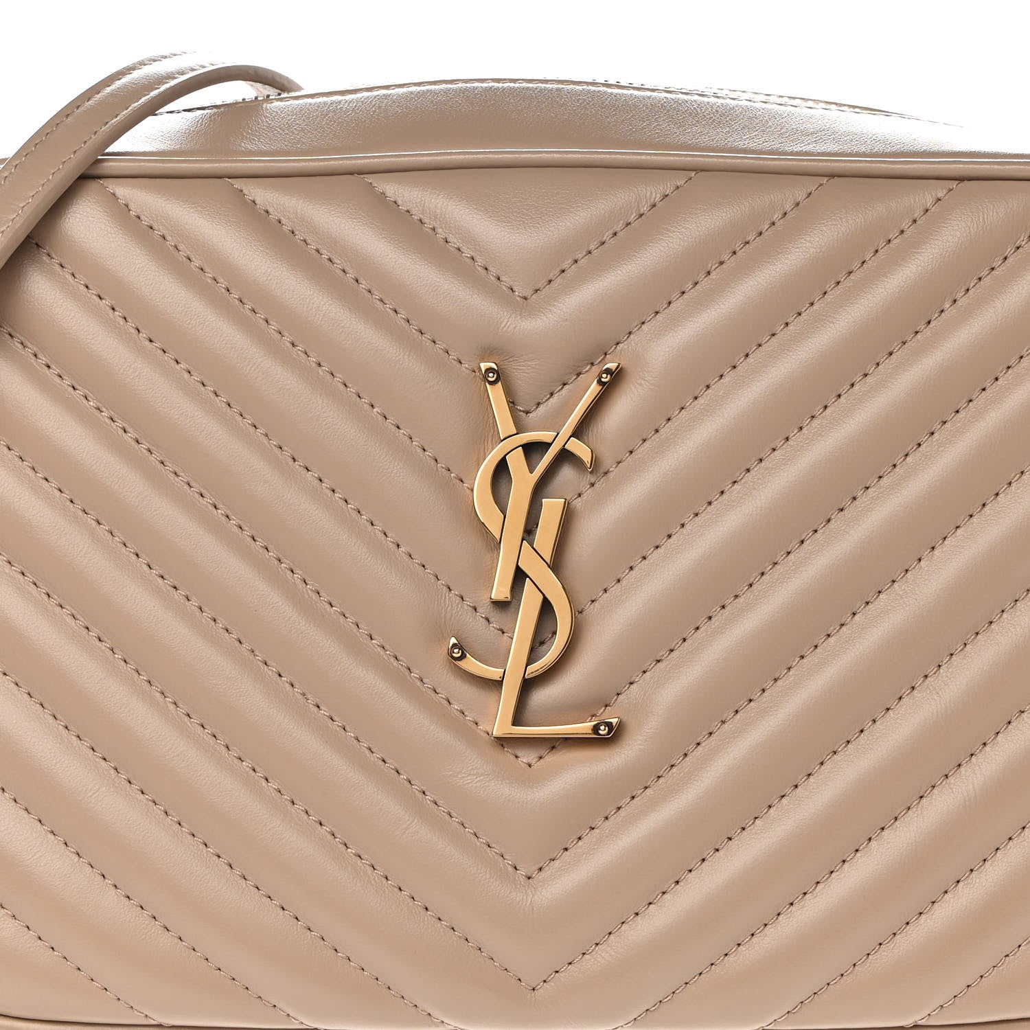Saint Laurent Calfskin Matelasse Monogram Lou Camera Bag Dark Beige 8 of 11