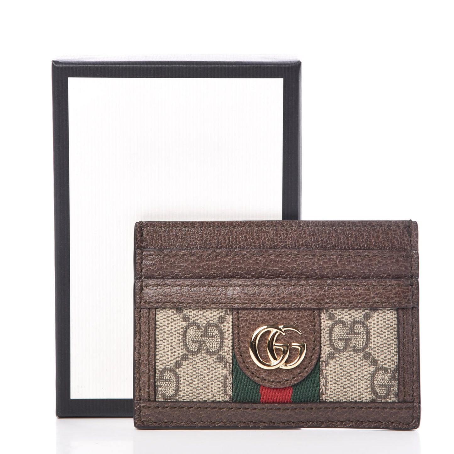 GG Supreme Monogram Ophidia Card Holder Brown