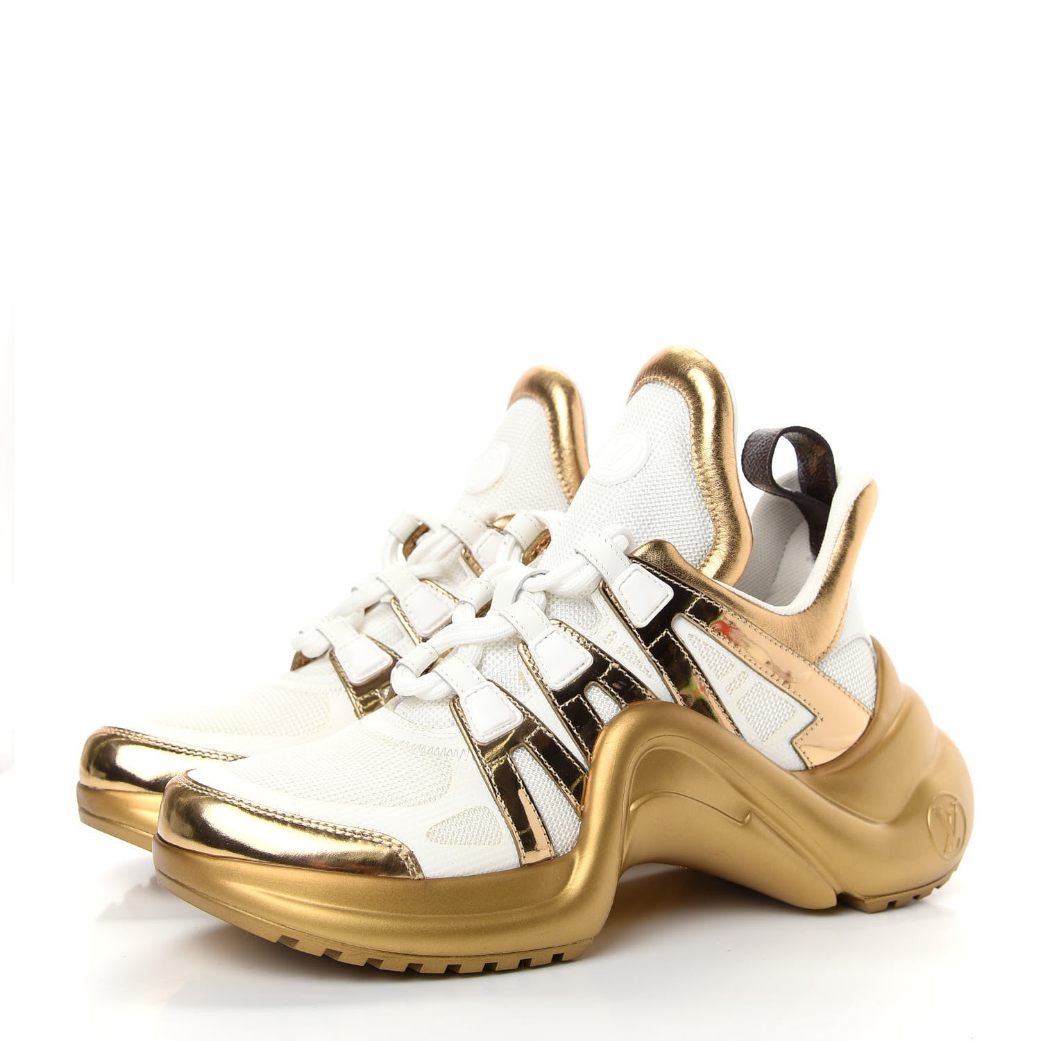 Louis Vuitton Metallic Calfskin Technical Nylon LV Archlight Sneakers 38 White Gold 3 of 11