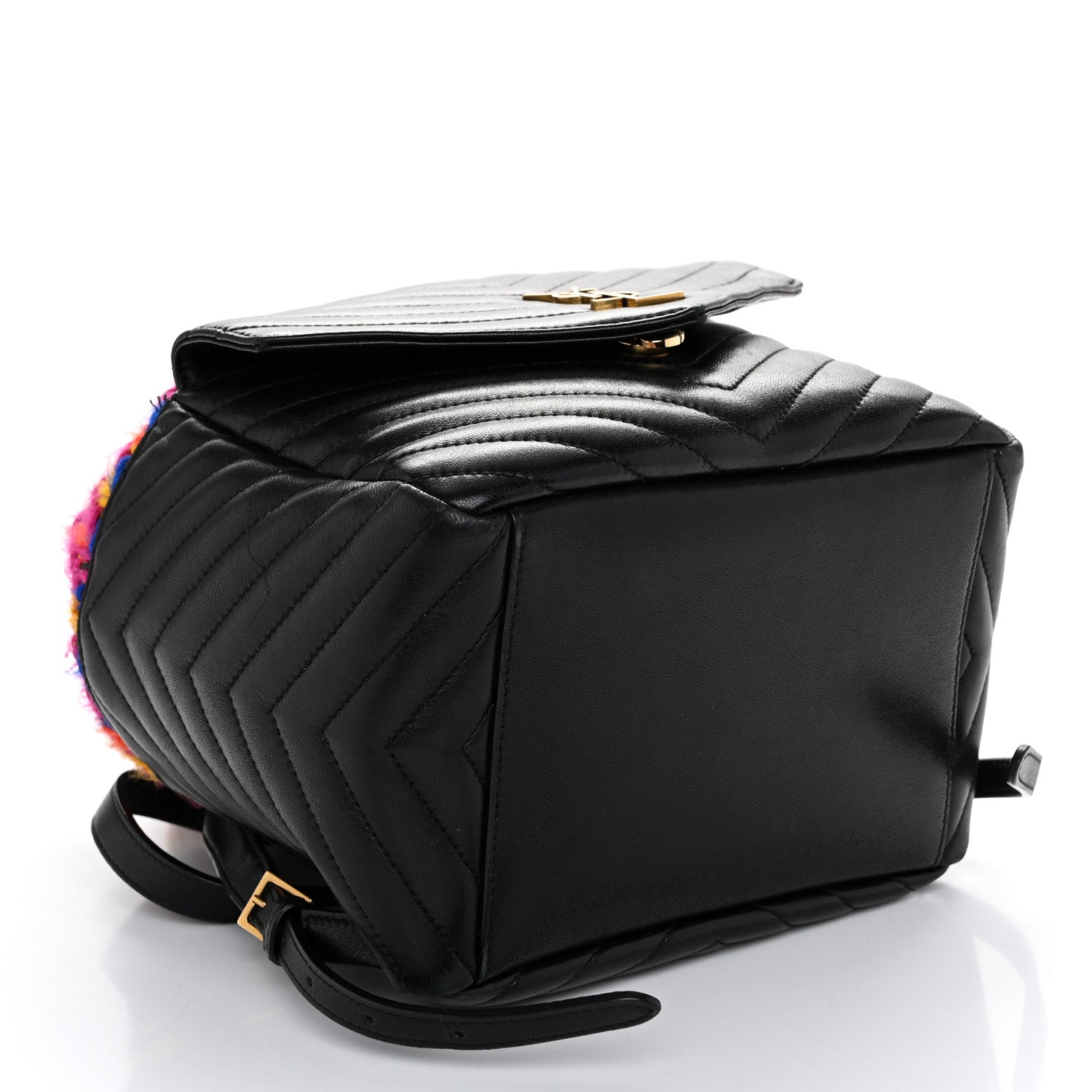 Saint Laurent Tweed Lambskin Matelasse Monogram Joe Backpack Black Rosso Multicolor 4 of 10