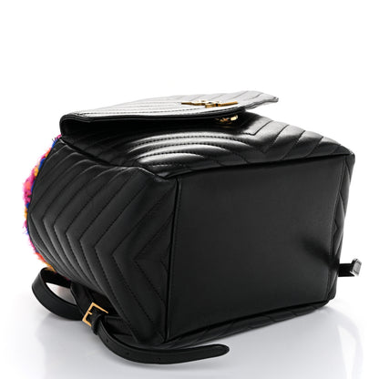 Saint Laurent Tweed Lambskin Matelasse Monogram Joe Backpack Black Rosso Multicolor 4 of 10