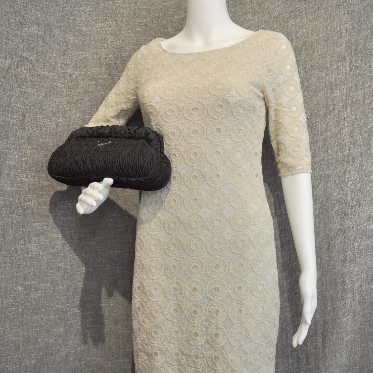 Prada Tessuto Nylon Chevron Clutch Nero Black 2 of 8