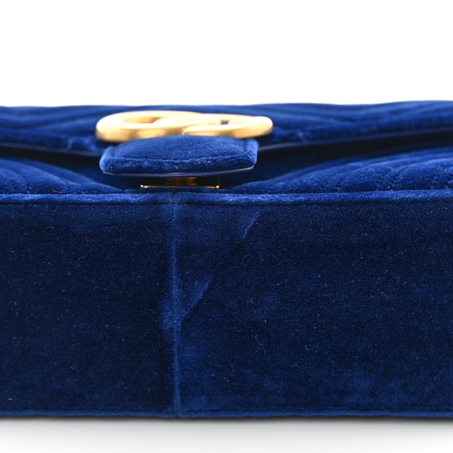 Velvet Matelasse Small GG Marmont Shoulder Bag Cobalt Blue