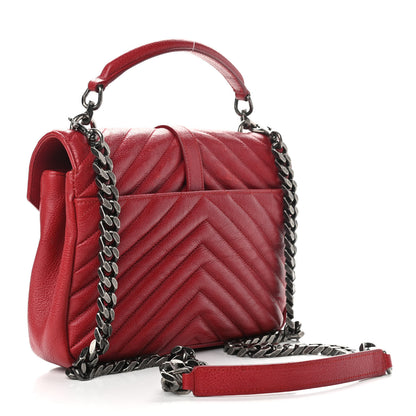 Saint Laurent Sheepskin Matelasse Chevron Monogram Medium College Bag Rouge 3 of 13