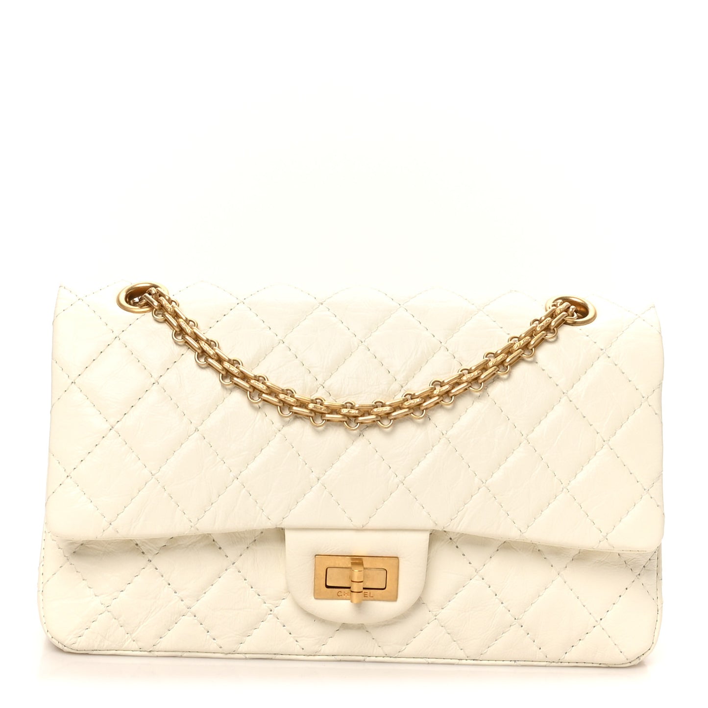 Aged Calfskin Quilted 2.55 Reissue 225 Flap White