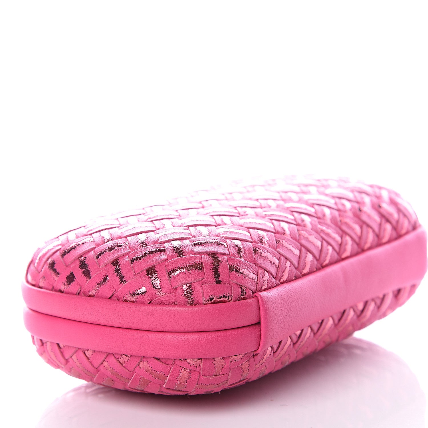 Bottega Veneta Nappa Intrecciato Metallic Placcato Knot Clutch Rose Shock 6 of 9
