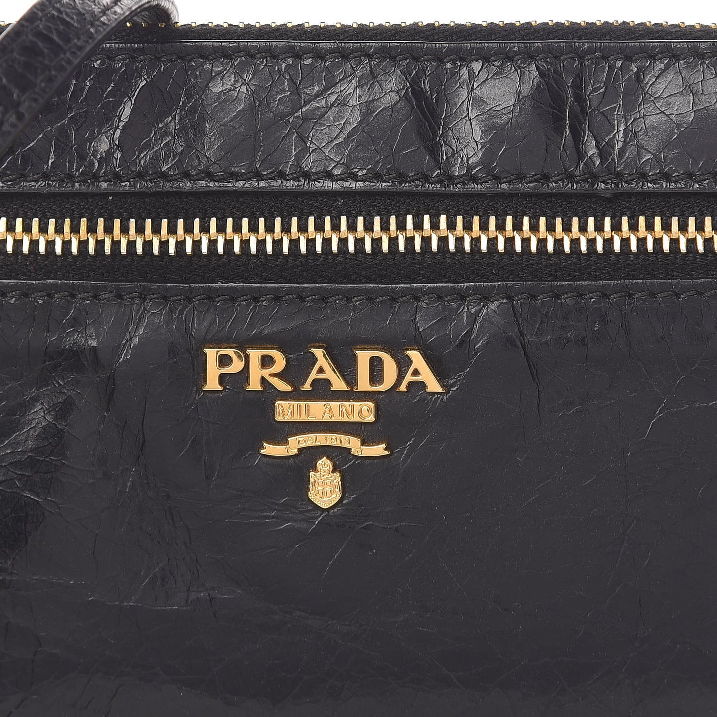 Craquele Zip Crossbody Black