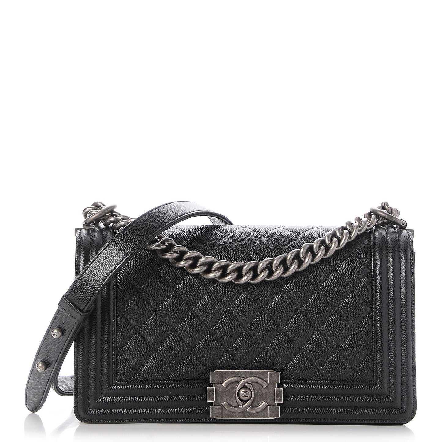 Caviar Quilted Medium Boy Flap Black