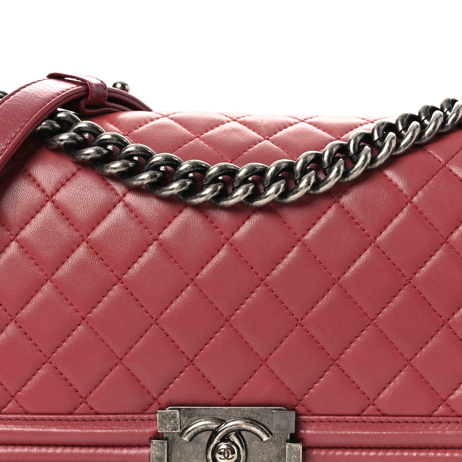 Chanel Lambskin Quilted Medium Boy Flap Dark Pink 8 of 11