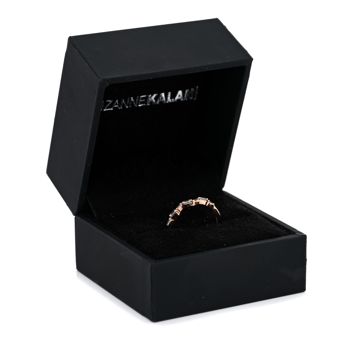 18K Rose Gold Diamond Thin Classic Baguette Ring 52 6