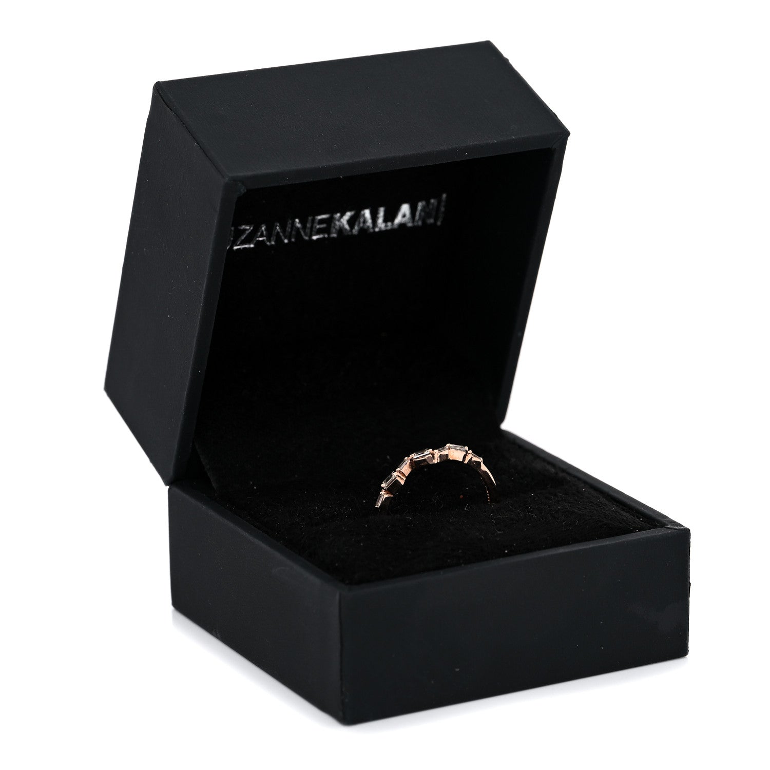 Suzanne Kalan 18K Rose Gold Diamond Thin Classic Baguette Ring 52 6 11 of 12