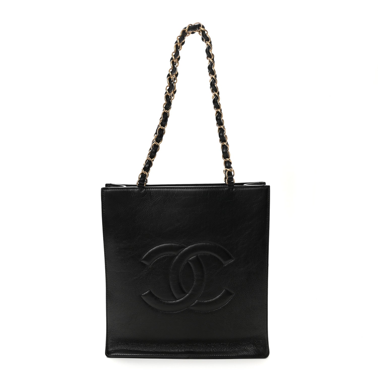 Chanel Shiny Aged Calfskin North South Shopping Bag Black 1 of 10