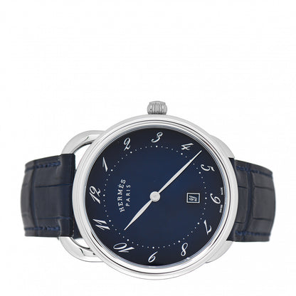 Hermes Stainless Steel Alligator 40mm Arceau Quartz Watch Bleu Abysse 2 of 5