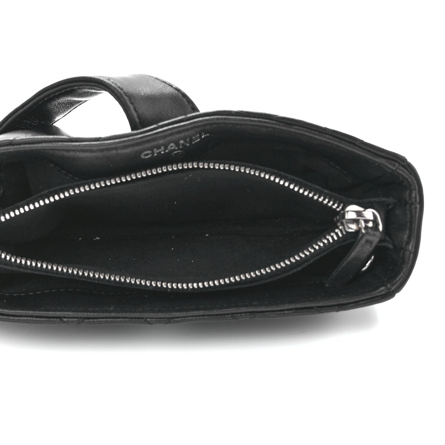 Chanel Lambskin Quilted Crystal Valentine Charms Mini Phone Holder Crossbody Bag Black 5 of 13