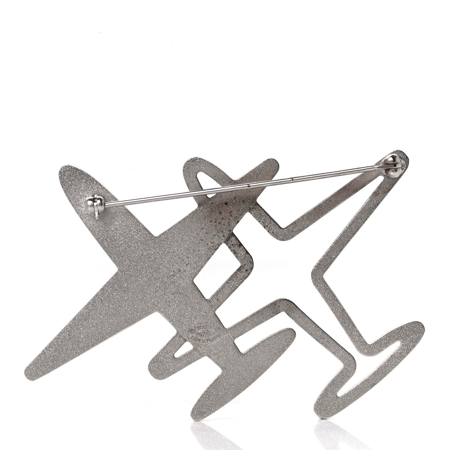 Chanel Crystal Metal CC Airplane Brooch Silver 3 of 5