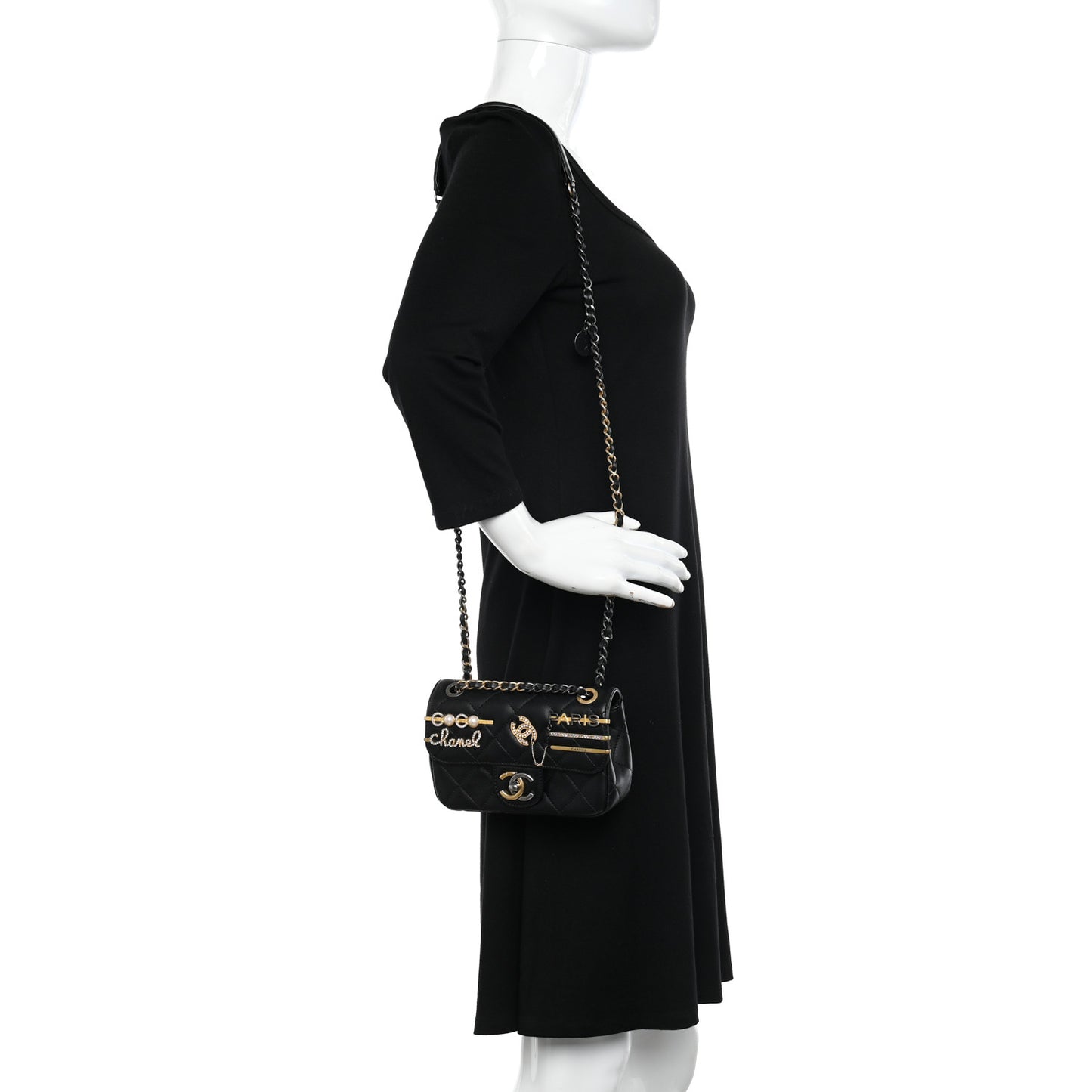 Lambskin Quilted Mini Coco Clips Single Flap Black